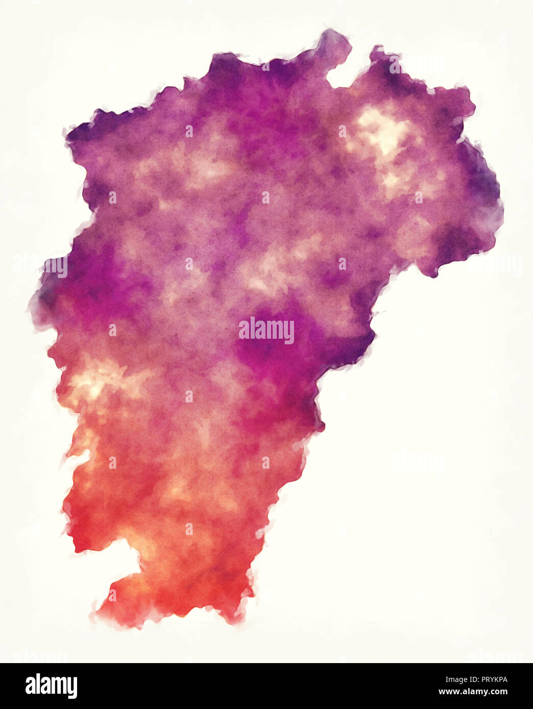 Provincia di Jiangxi Mappa acquerello della Cina di fronte a uno sfondo bianco Foto Stock