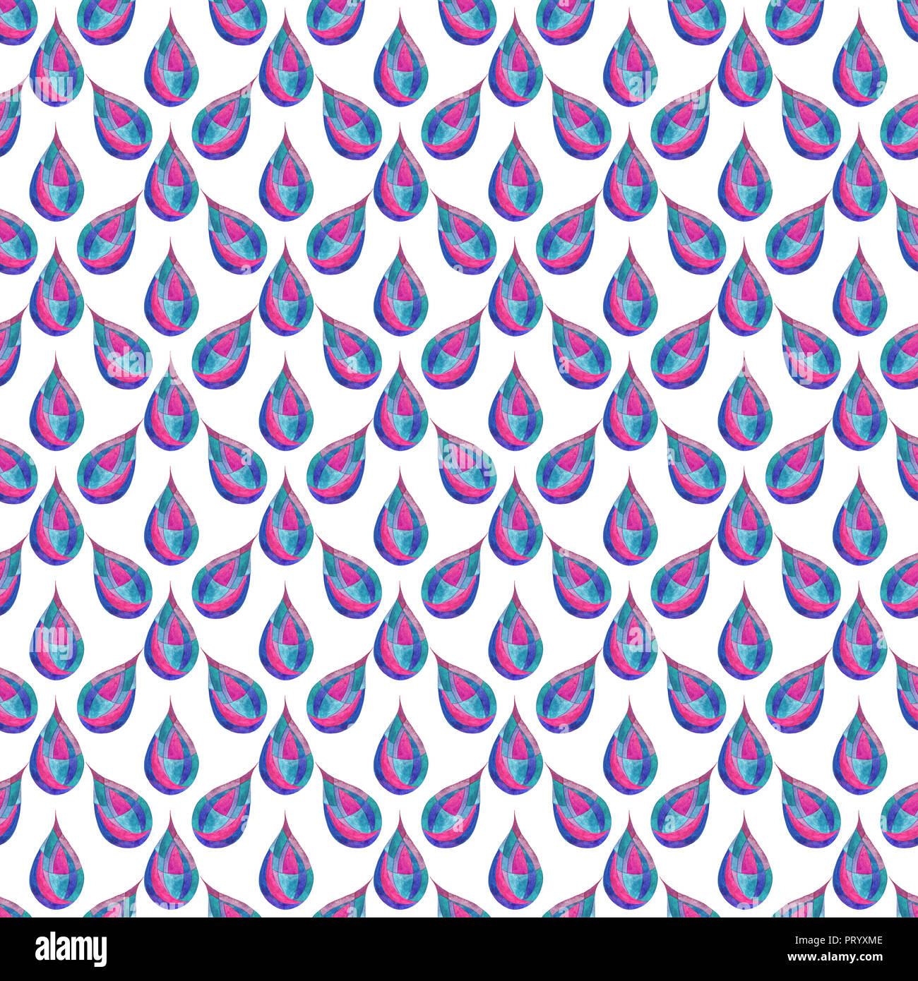 Acquerelli di gocce di pioggia seamless pattern. Dipinto a mano astratto moderno colorato texture di superficie per la progettazione, tessile, la carta di avvolgimento, sfondo, telefono ca Foto Stock