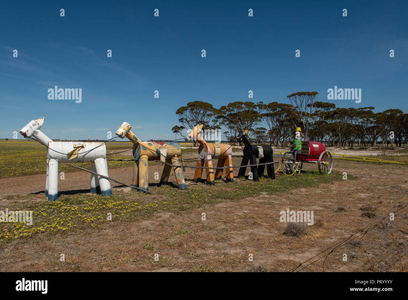 Scultura di cavallo di stagno autostrada, Kulin, WA, Australia Foto Stock