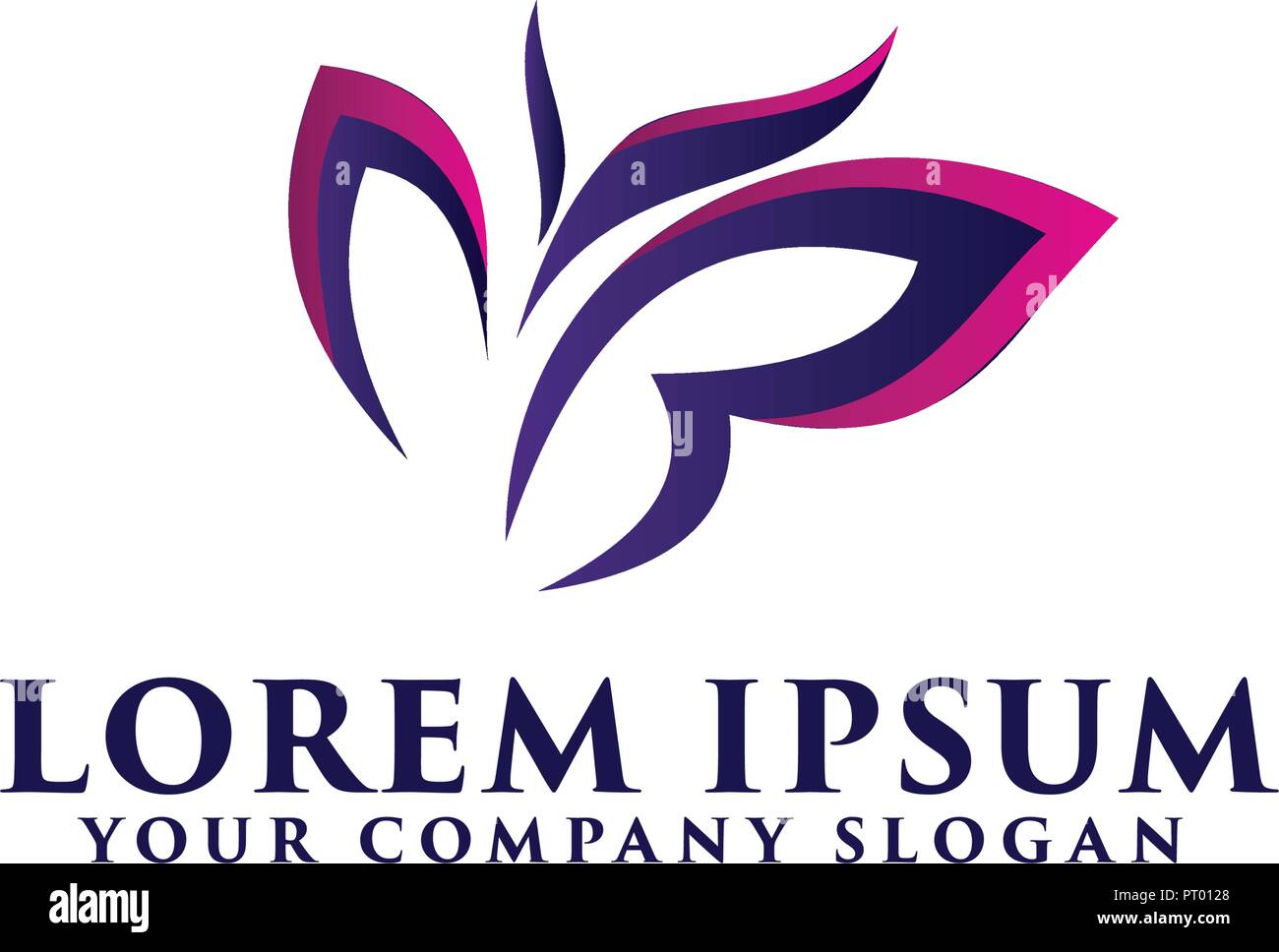 Logo a forma di farfalla, spa beauty logo design modello di concetto Illustrazione Vettoriale