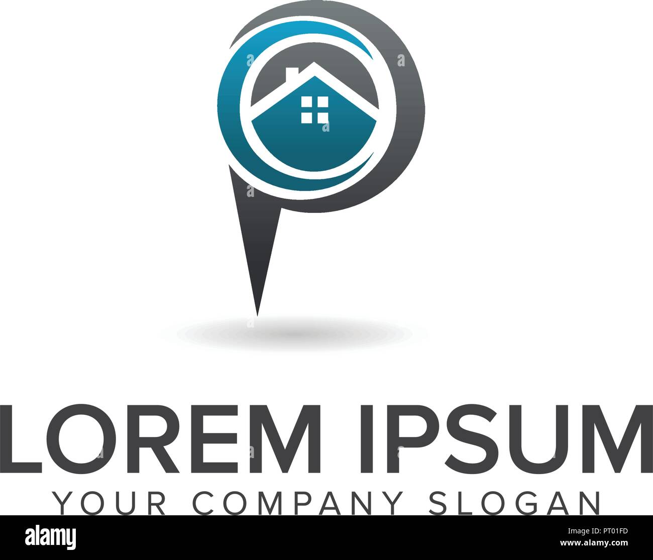 Posizione casa logo. Immobiliare di logo design modello di concetto Illustrazione Vettoriale