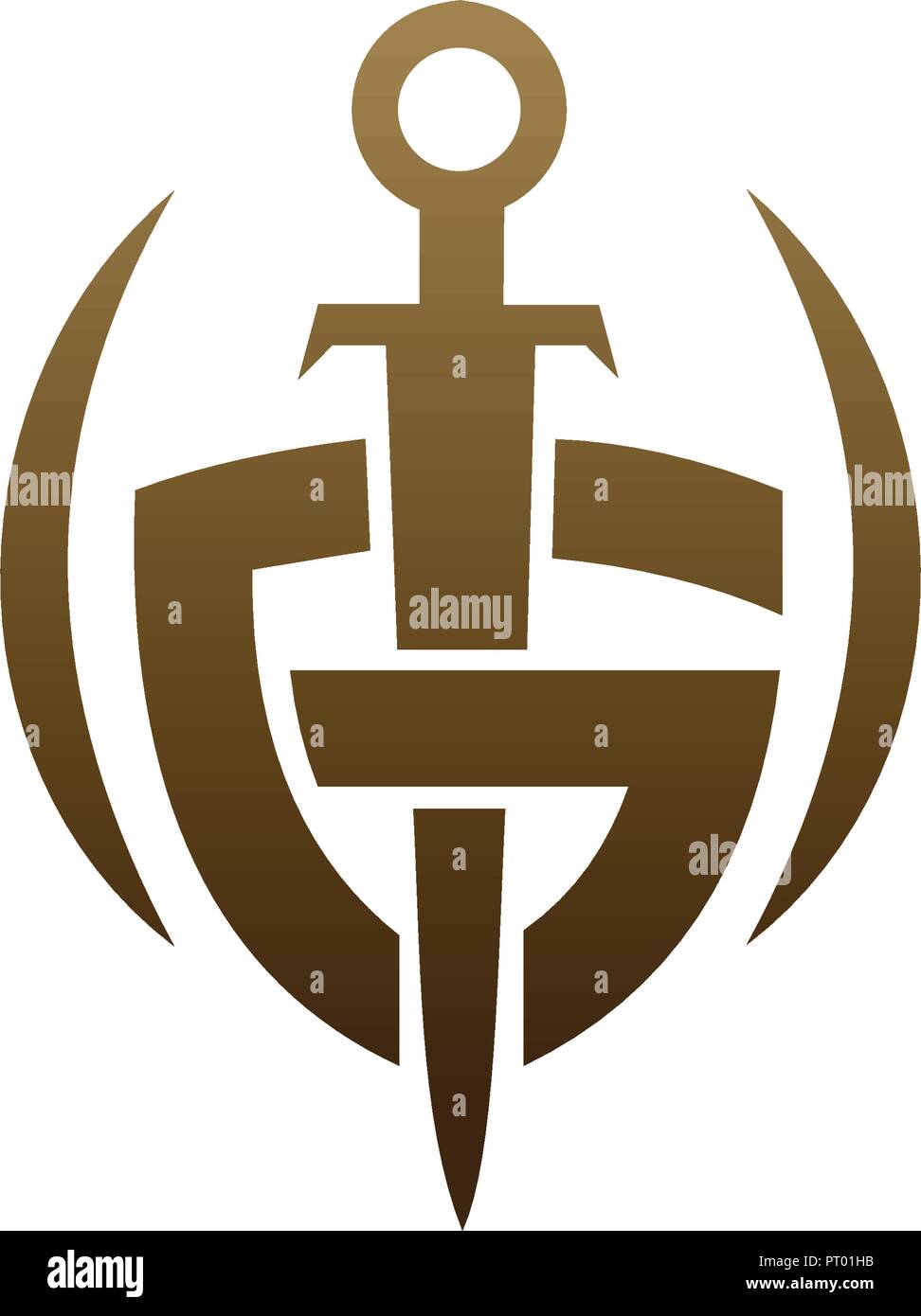 Lettera G shield logo spada. sicurezza logo design modello di concetto Illustrazione Vettoriale