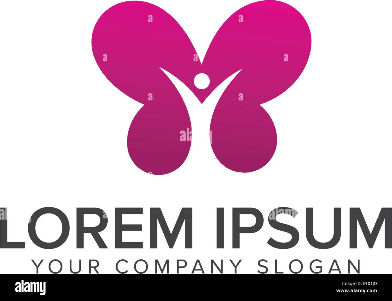 Persone loghi a farfalla. Centro Benessere ed Estetica Cosmesi & bellezza logo design modello di concetto Illustrazione Vettoriale