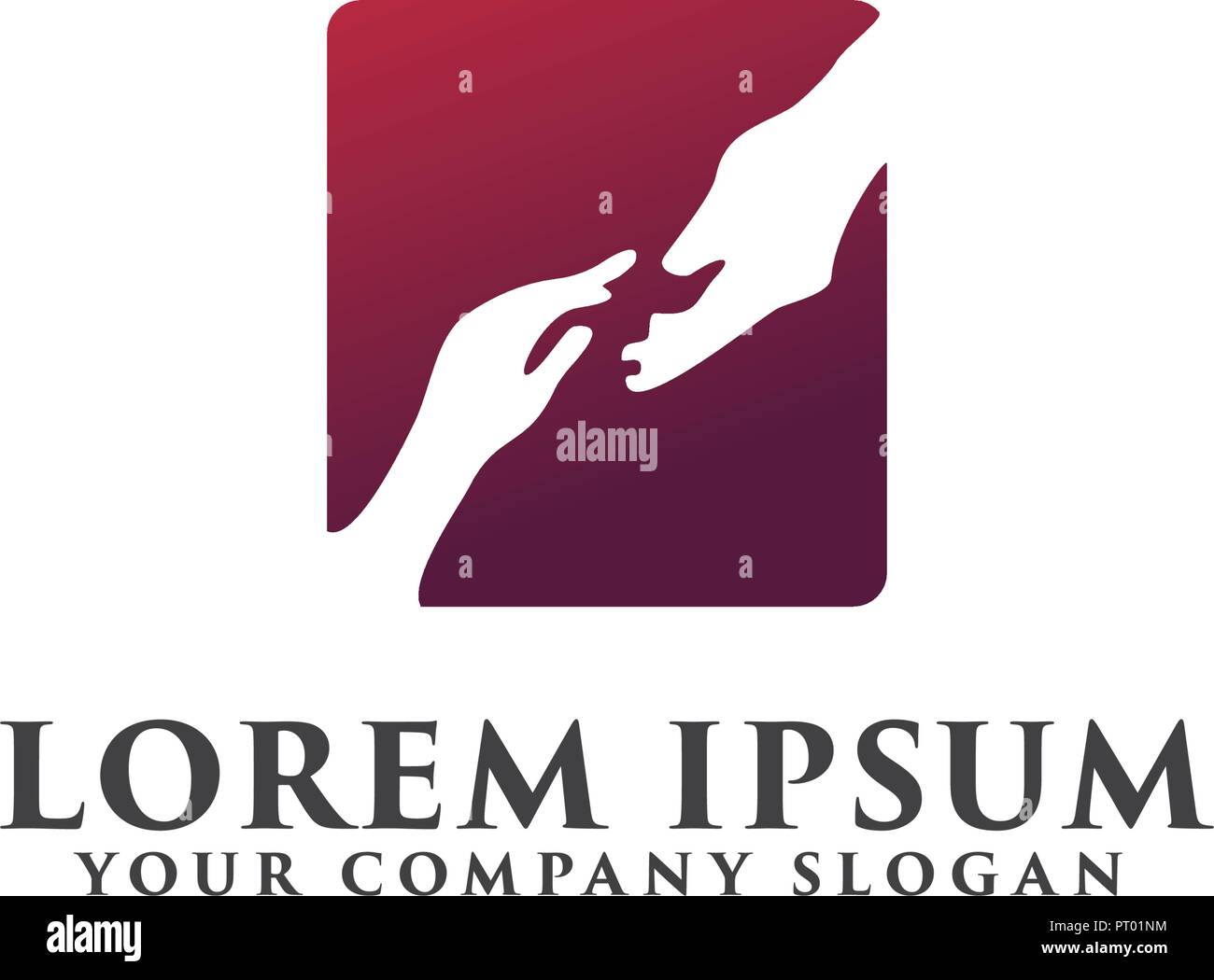 La mano di persone care logo design modello di concetto Illustrazione Vettoriale