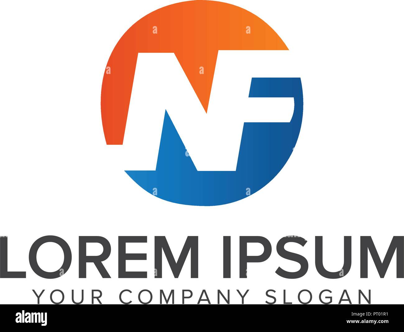 Lettera NF logo design modello di concetto Illustrazione Vettoriale