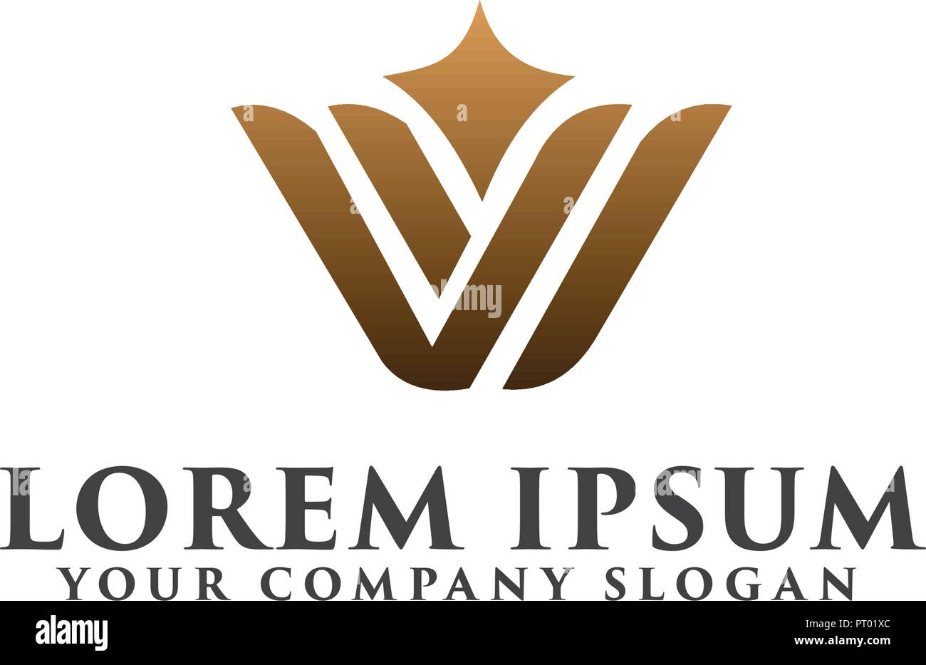 Lettera di lusso W logo design modello di concetto Illustrazione Vettoriale