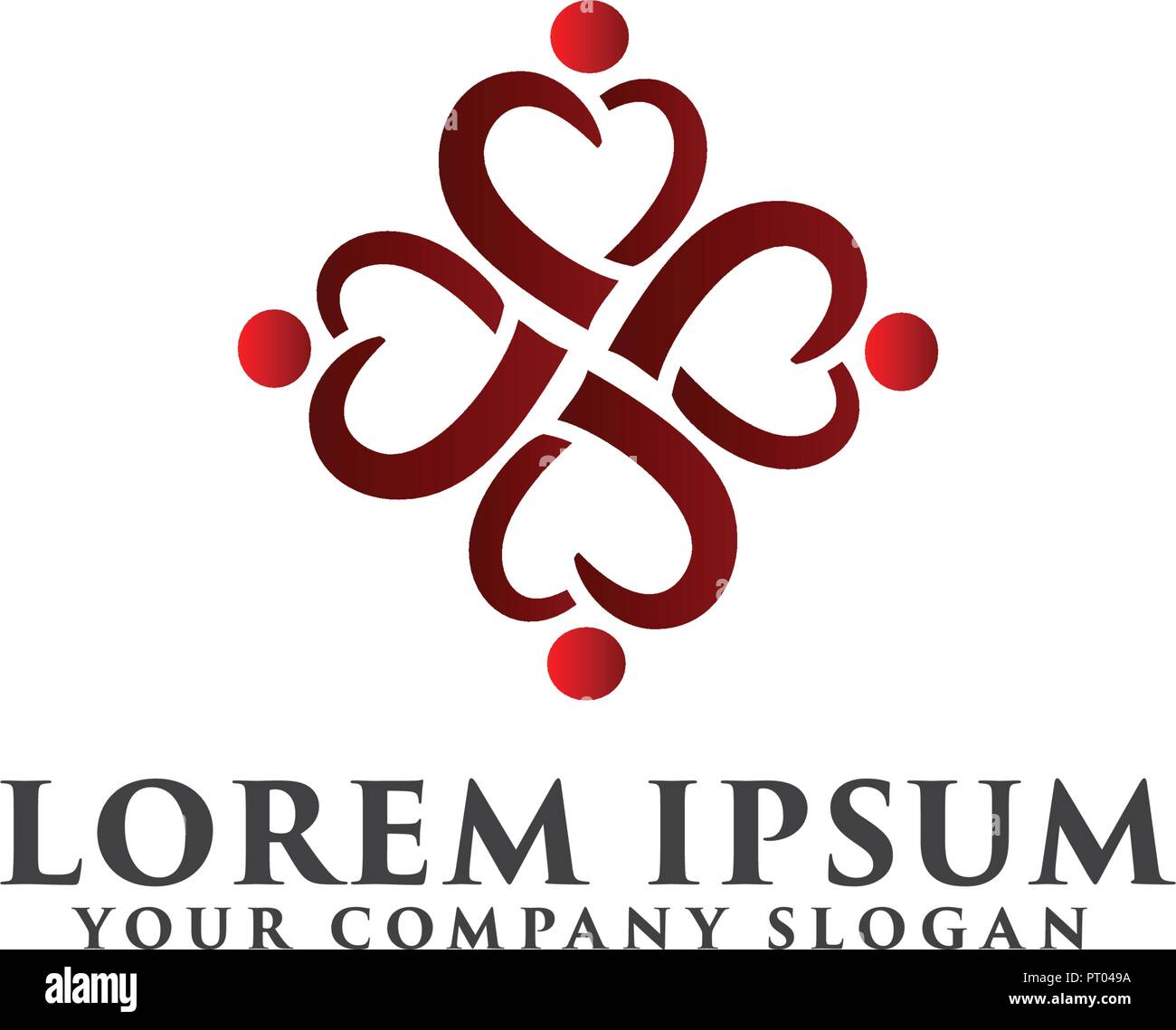 Amore cuore persone logo design modello di concetto Illustrazione Vettoriale