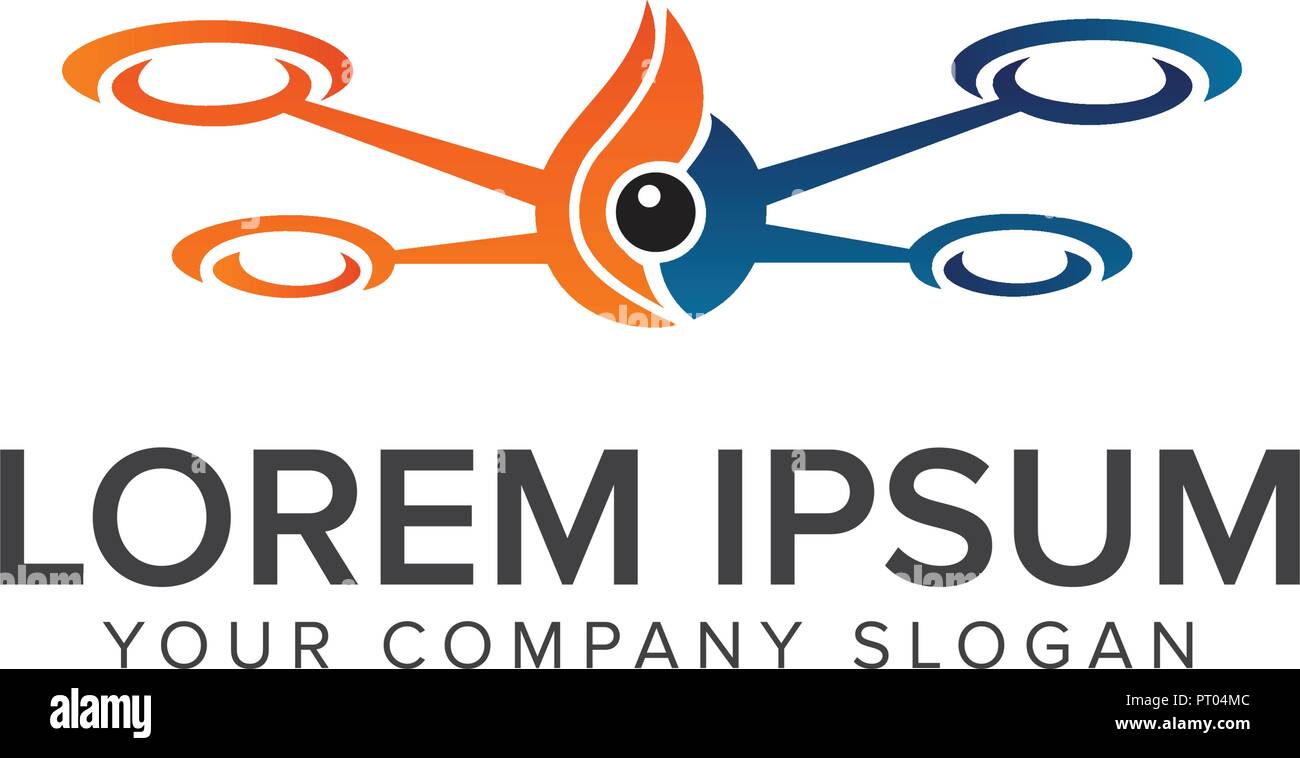 Drone logo design modello di concetto Illustrazione Vettoriale