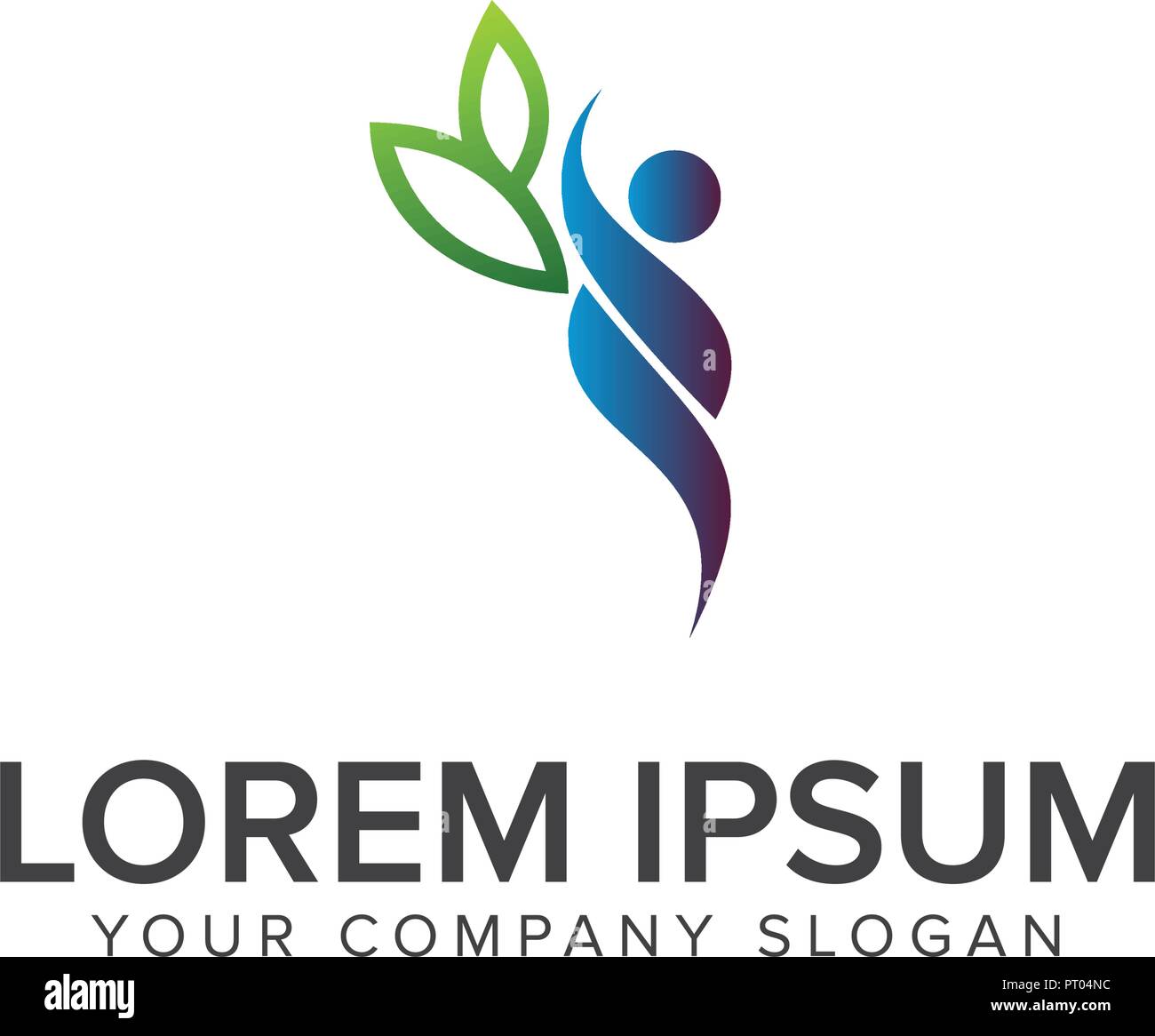 Persone leaf logo design modello di concetto Illustrazione Vettoriale