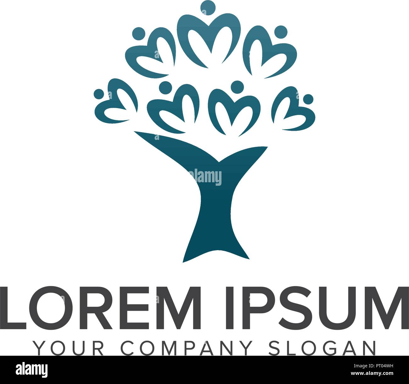 Tree persone loghi concept design template Illustrazione Vettoriale