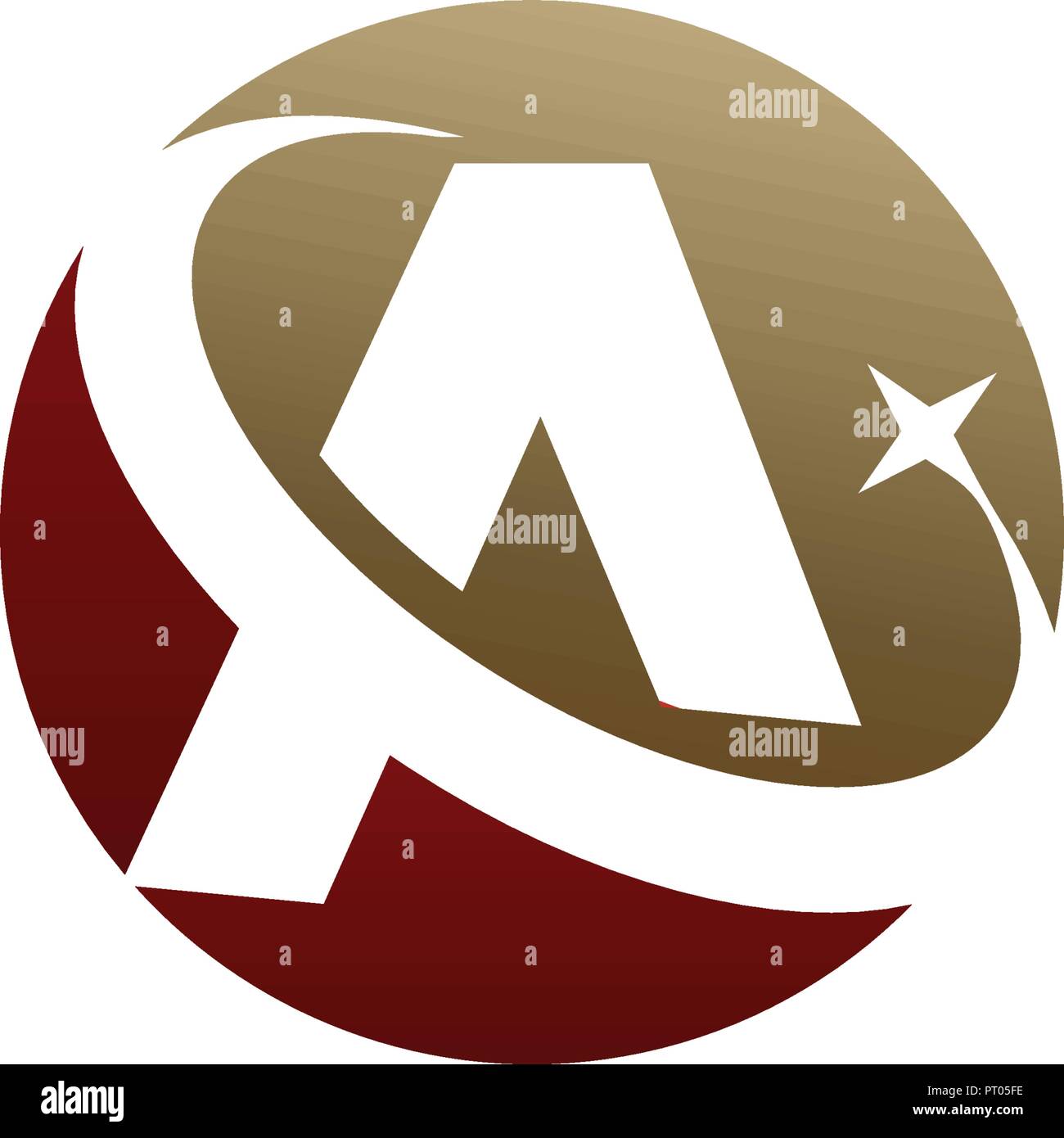 Lettera di un logo, cerchio simbolo, colore rosso e oro, e Tecnologia digital logo astratto concetto di design template Illustrazione Vettoriale