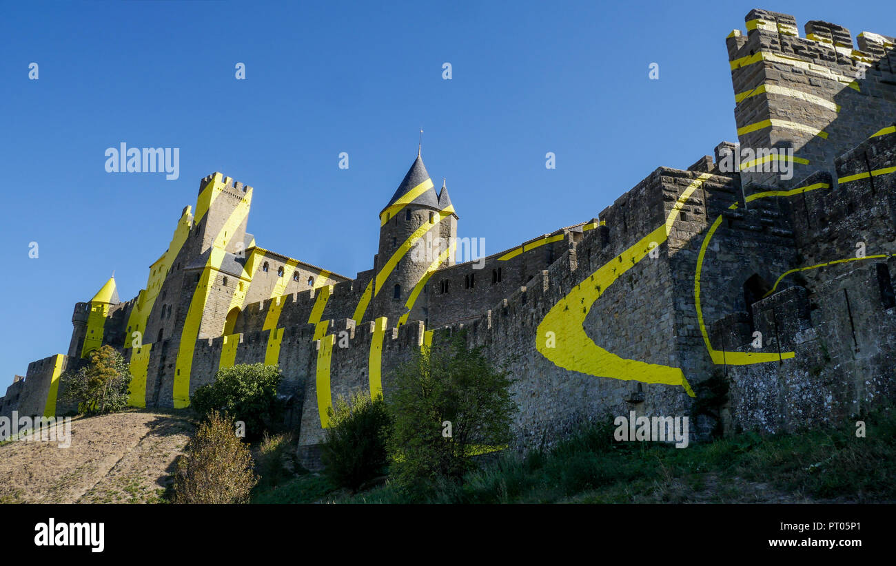 Vecchia città fortificata di Carcassonne, Aude, Francia Foto Stock