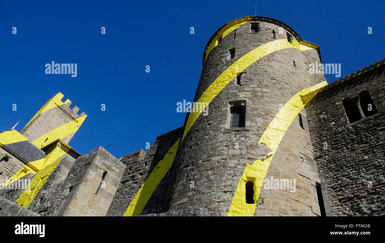 Vecchia città fortificata di Carcassonne, Aude, Francia Foto Stock