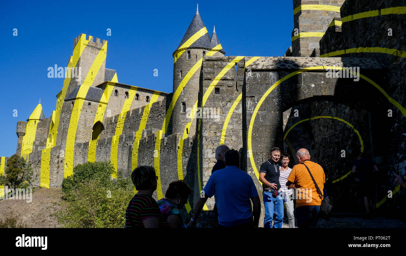 Vecchia città fortificata di Carcassonne, Aude, Francia Foto Stock