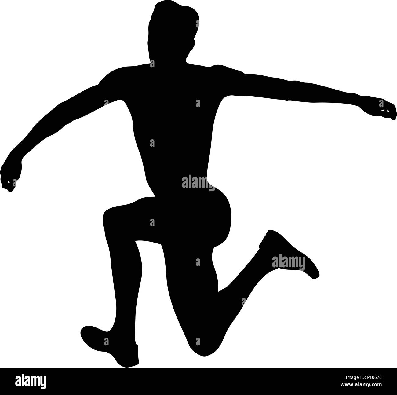 Atleta di salto in salto triplo silhouette nera Illustrazione Vettoriale