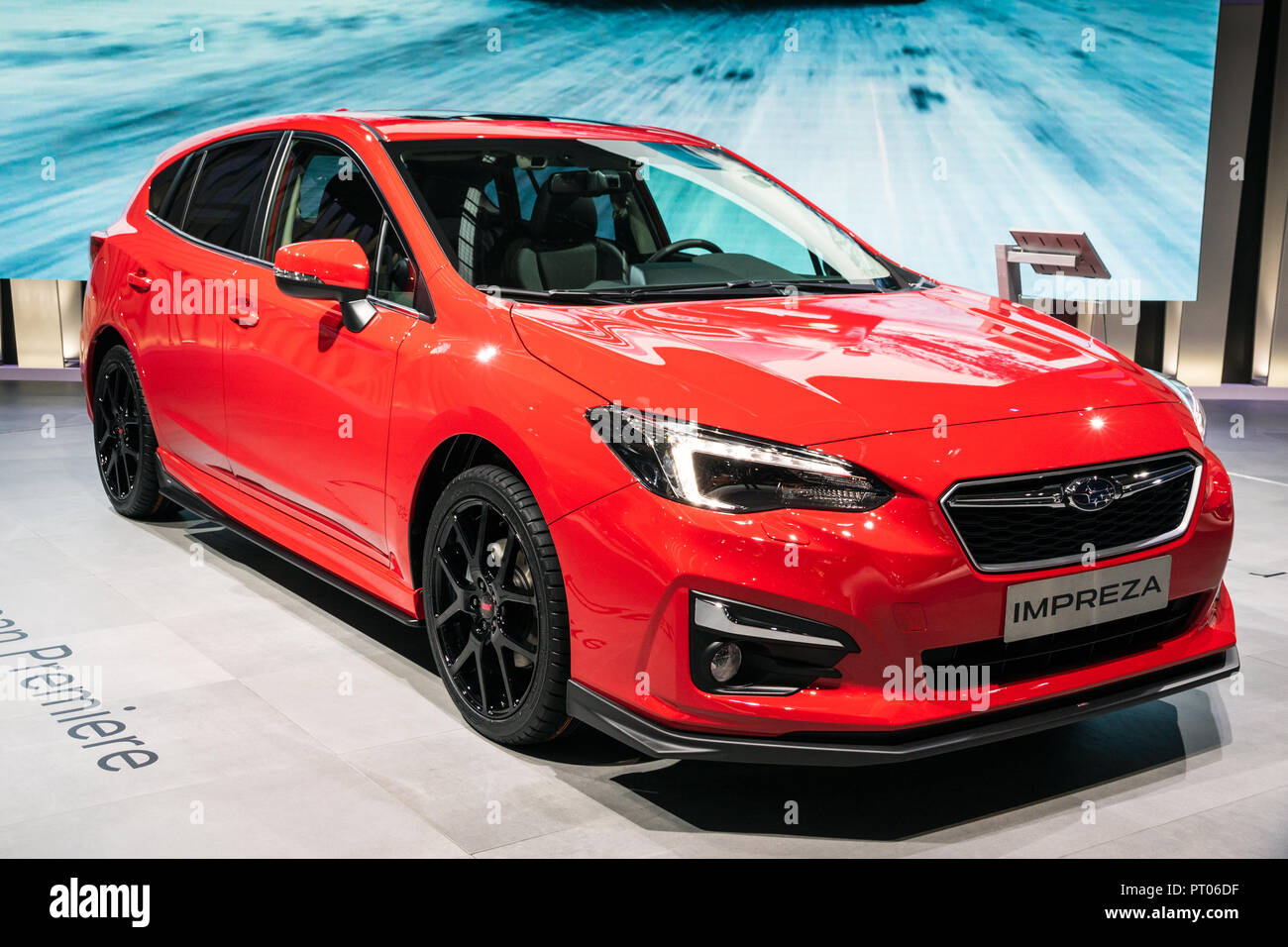 Francoforte, Germania - Sep 13, 2017: Nuova 2018 Subaru Impreza auto esposte al salone di Francoforte IAA Motor Show. Foto Stock