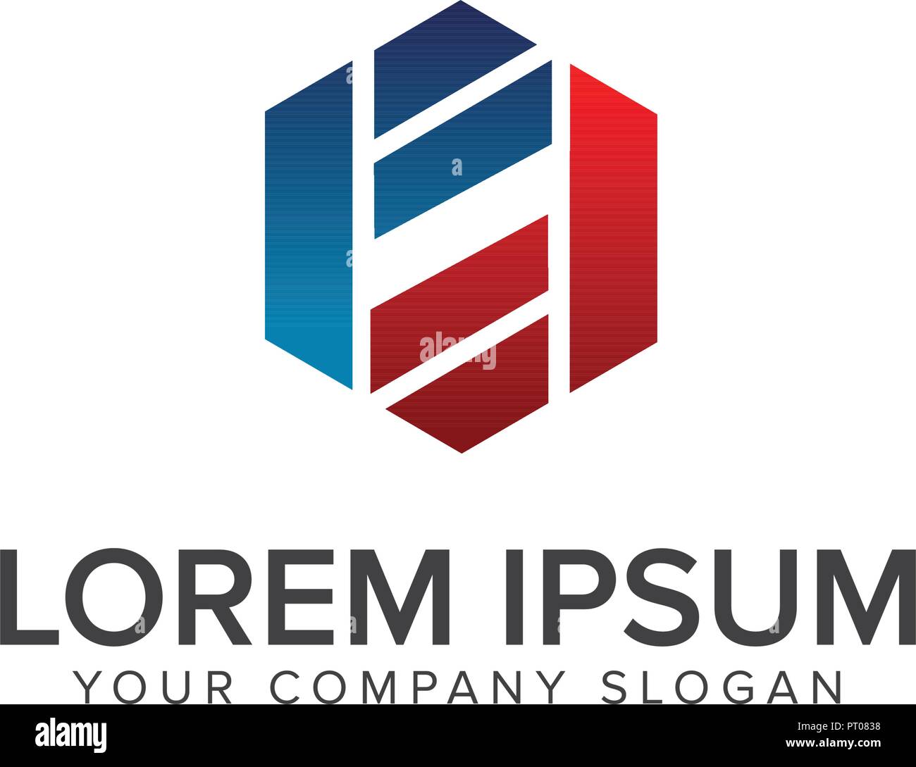 Lettera F esagono logo design modello di concetto Illustrazione Vettoriale