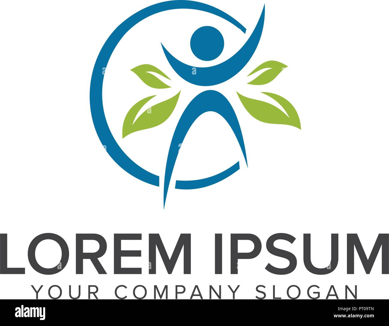 Persone leaf logo logo sano concetto di design template Illustrazione Vettoriale