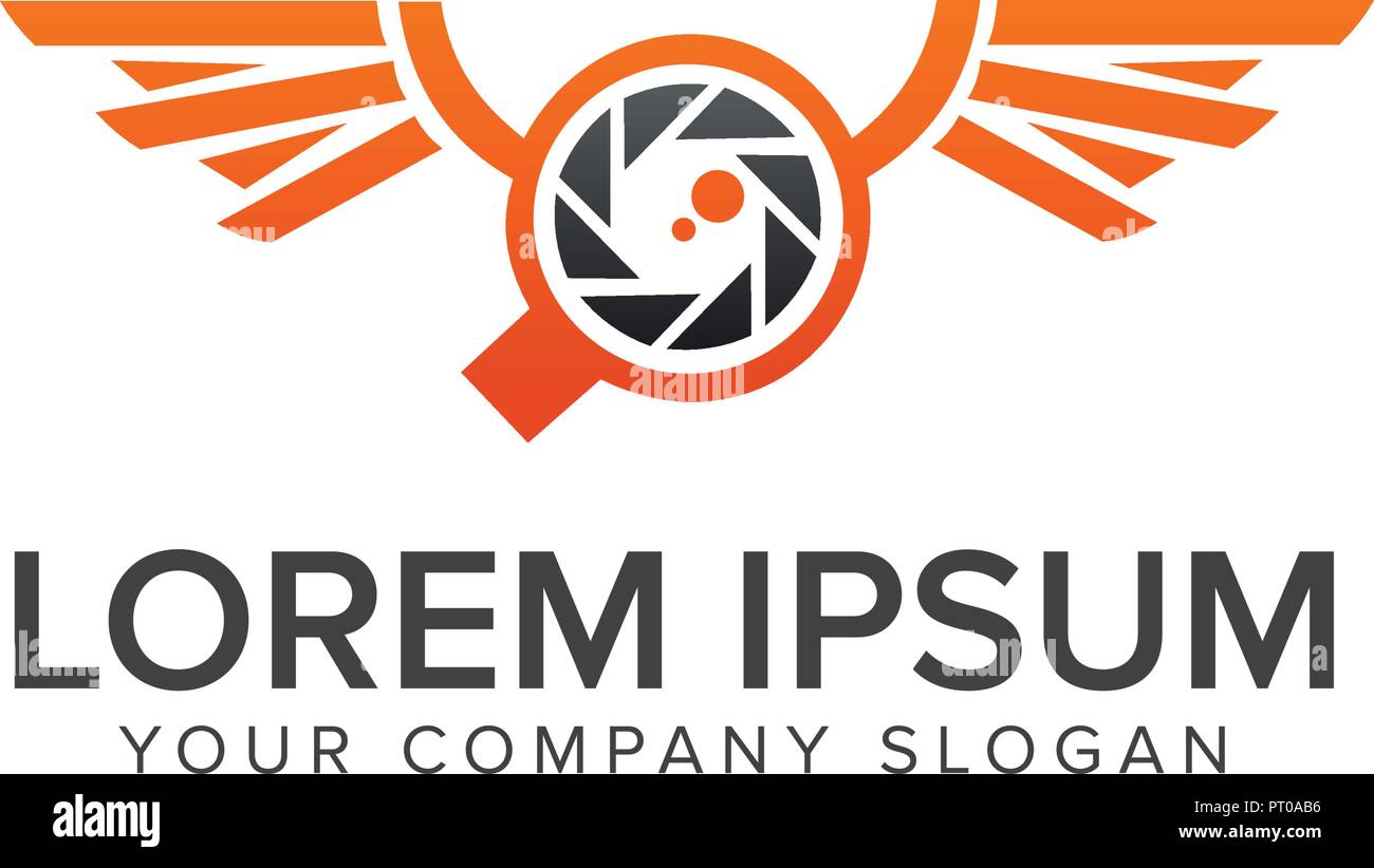 Drone logo della fotocamera il concept design template Illustrazione Vettoriale