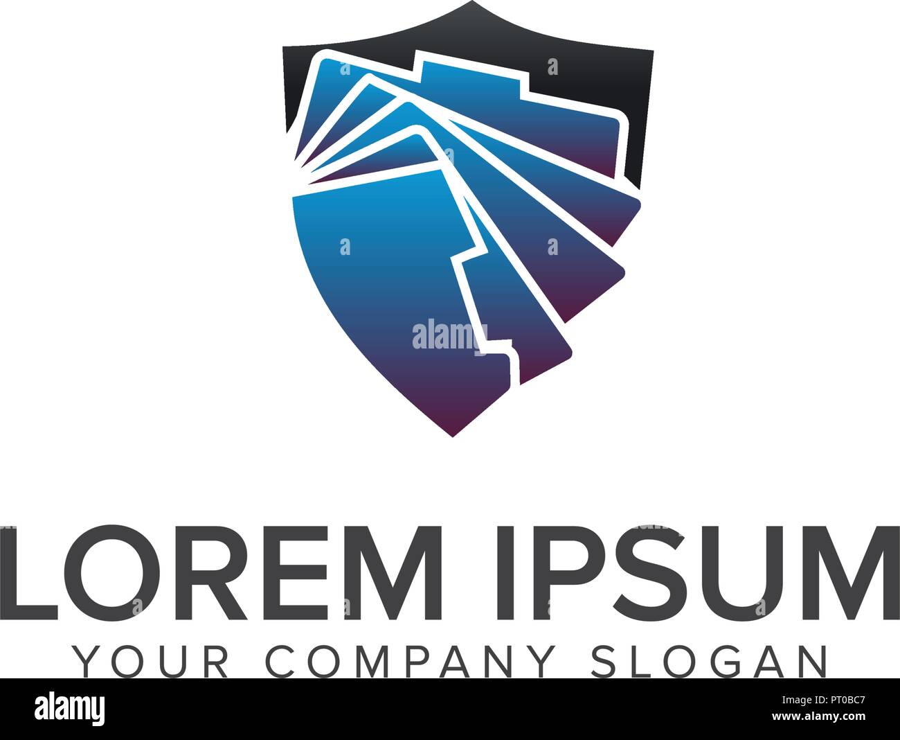 Cartella sicurezza logo design modello di concetto Illustrazione Vettoriale