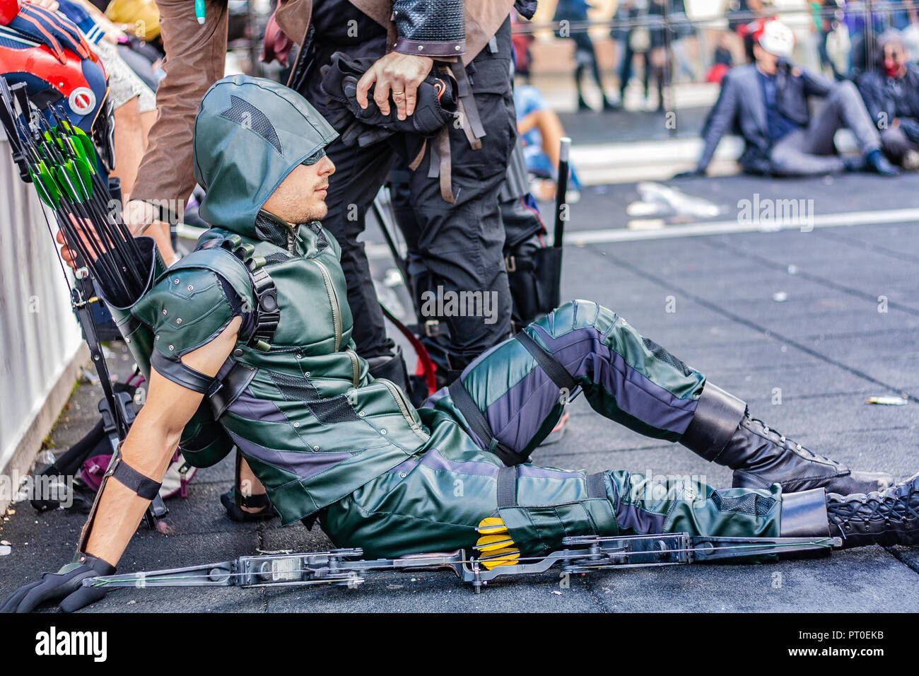 Roma, Italia, 5 ottobre 2018. Raduno annuale per il miglior fumetto e videogioco festival di vertice. Cosplayers, anime e i giocatori e i temi di Halloween. Foto Stock