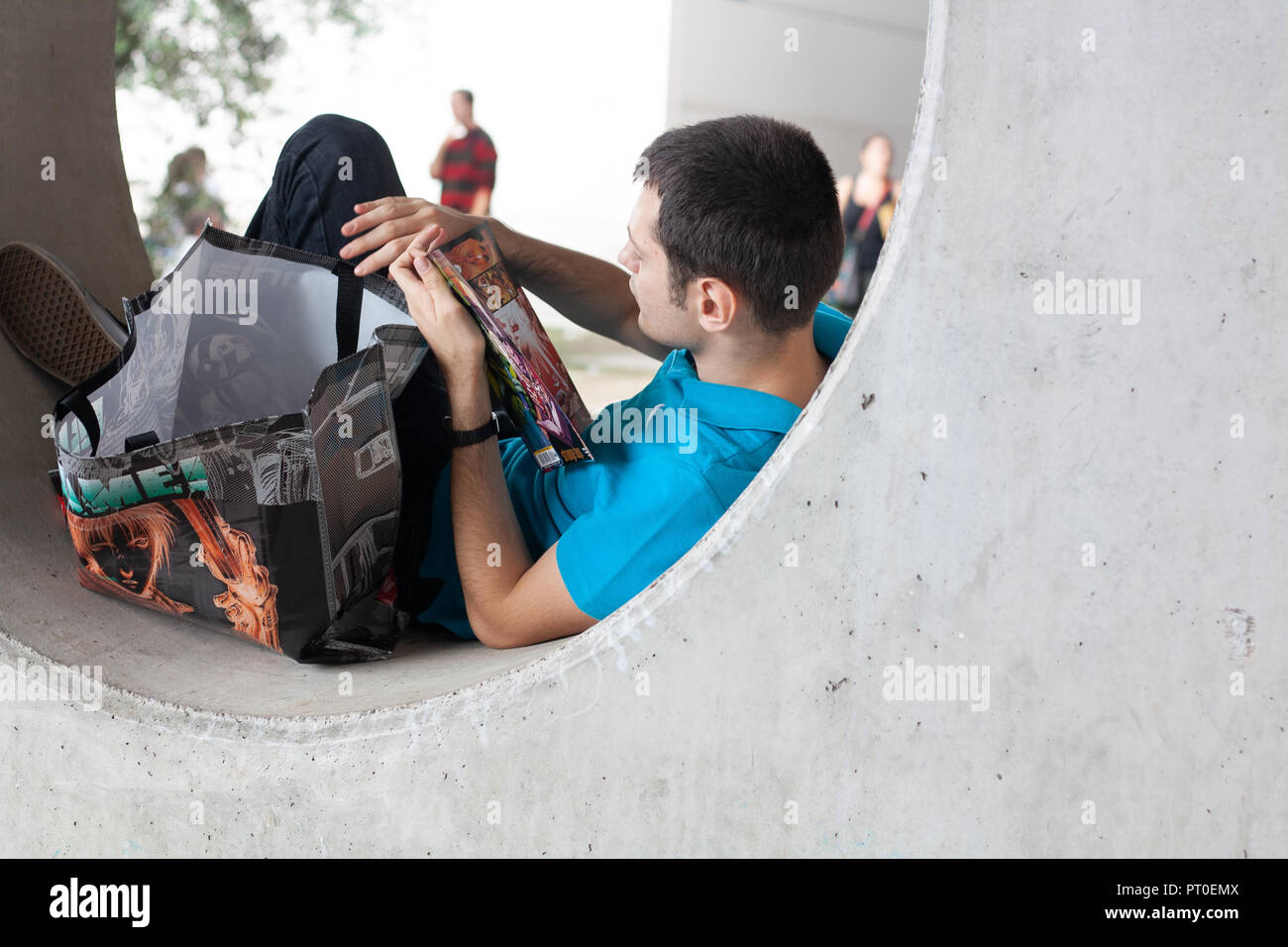 Roma, Italia, 5 ottobre 2018. Raduno annuale per il miglior fumetto e videogioco festival di vertice. Cosplayers, anime e i giocatori e i temi di Halloween. Foto Stock