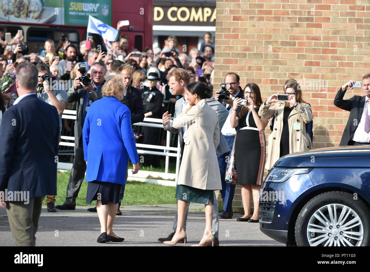 Royal Visita di Harry e Melissa Markle di peacehaven Foto Stock