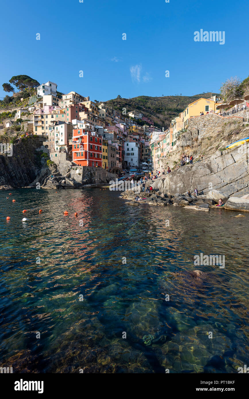 In Italia, la Liguria, La Spezia, il Parco Nazionale delle Cinque Terre, Riomaggiore Foto Stock