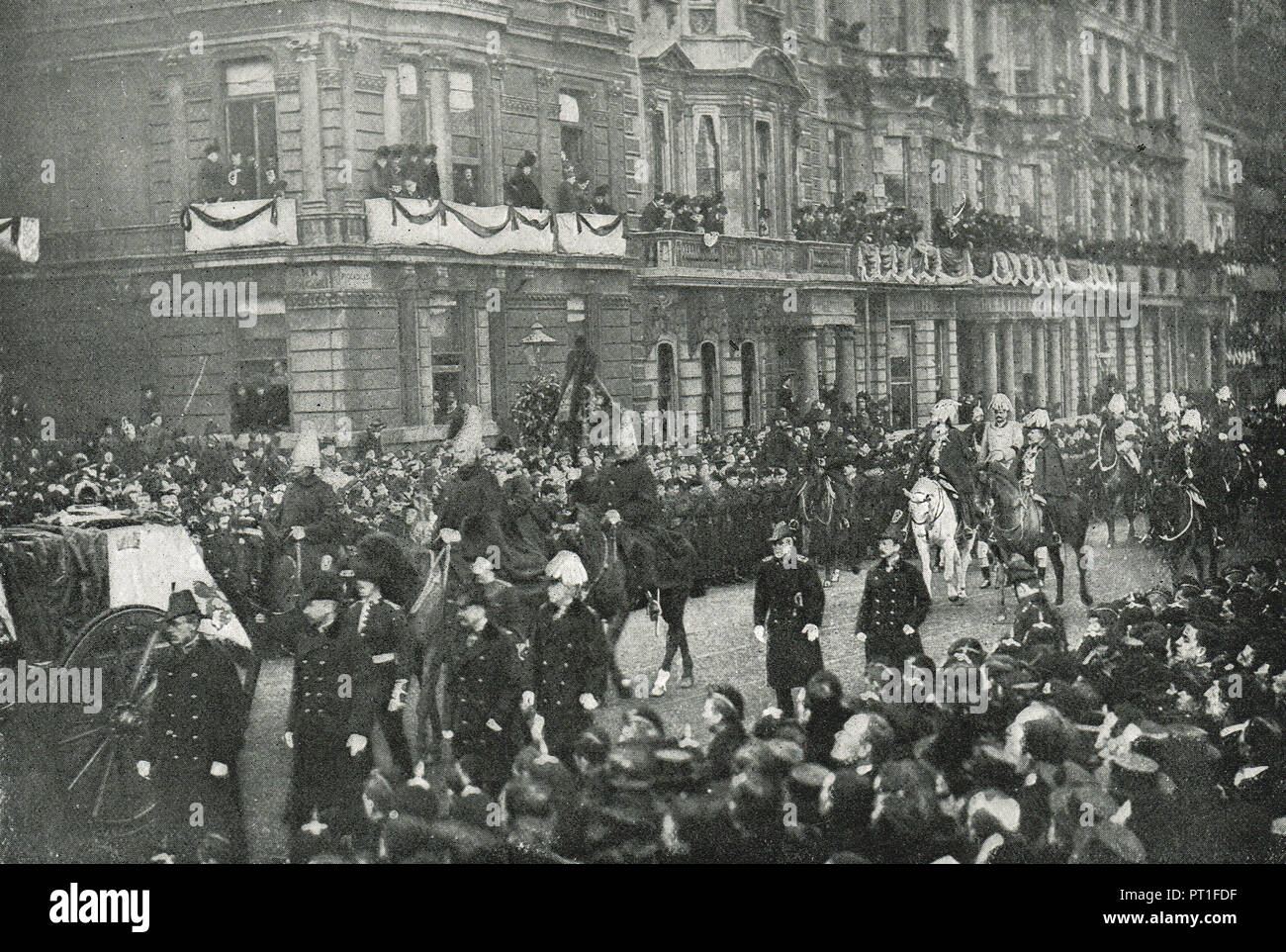 Funerale della regina Victoria, 2 febbraio 1901. La processione attraverso Londra Foto Stock