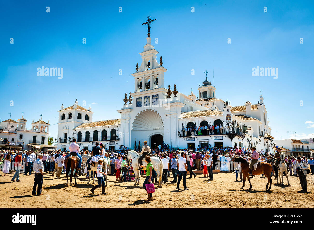 La Romería del Rocio, Ermita del Rocío, El Rocío Huelva, Spagna Foto Stock