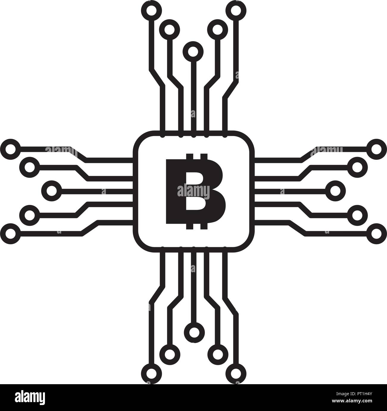 Bitcoin cryptocurrency circuito virtuale immagine di sicurezza Illustrazione Vettoriale