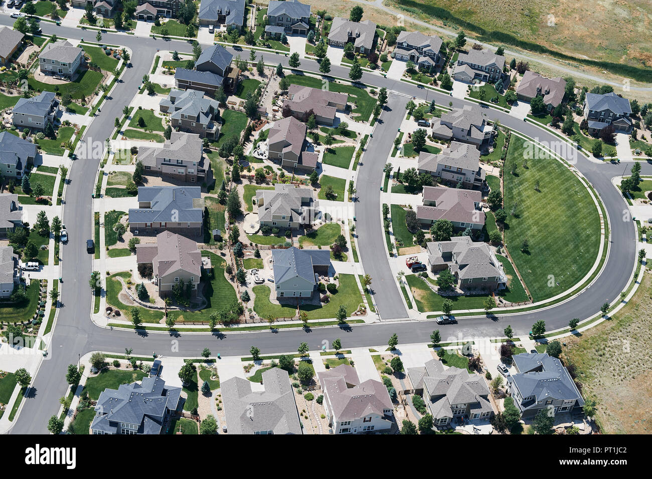 Stati Uniti d'America, la fotografia aerea di una suddivisione vicino a Lafayette, Colorado, a nord di Denver Foto Stock