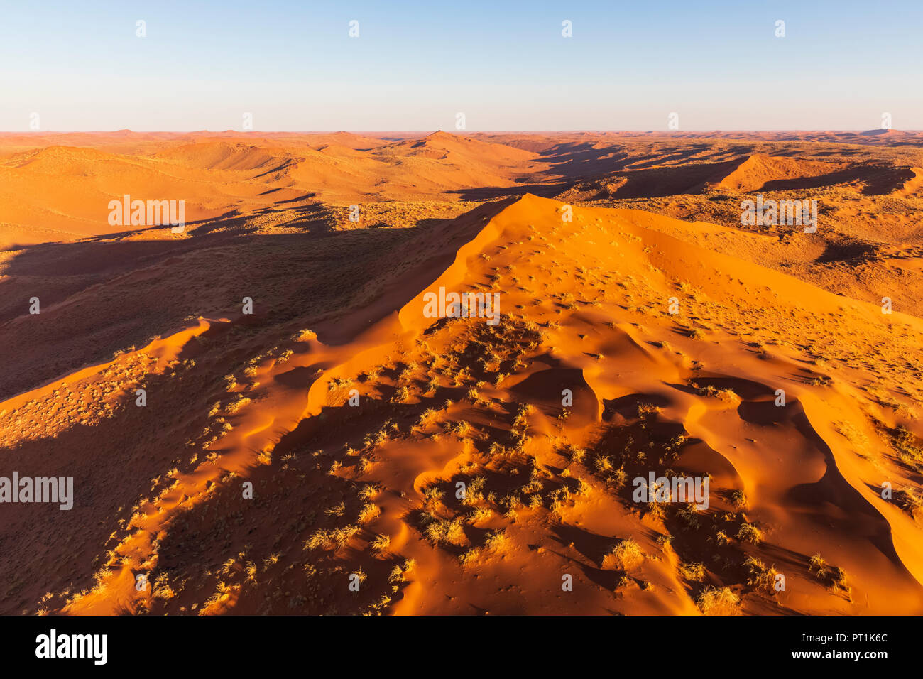 Africa, Namibia, Namib Desert, Namib-Naukluft National Park, vista aerea delle dune del deserto Foto Stock