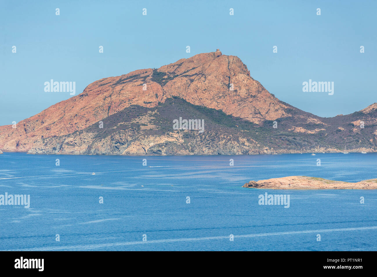 Picco roccioso di Capu Rossu, Cargese Corsica, Francia Foto Stock