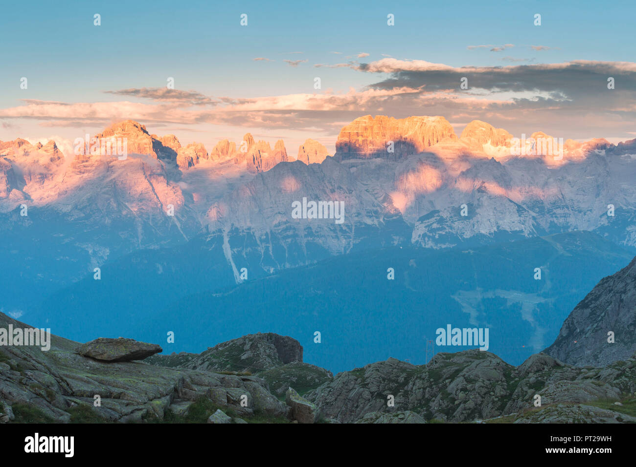 Dolomiti di Brenta visualizza, Trento, Trentino Alto Adige distretto, Italia Foto Stock