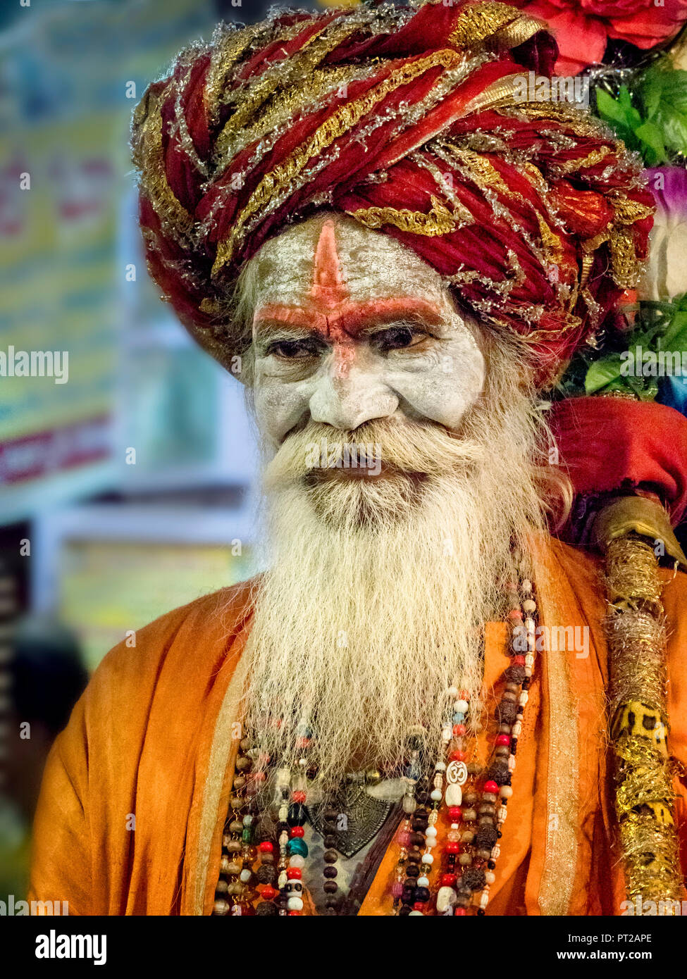 Un sadhu in Varanasi,l'India. Foto Stock