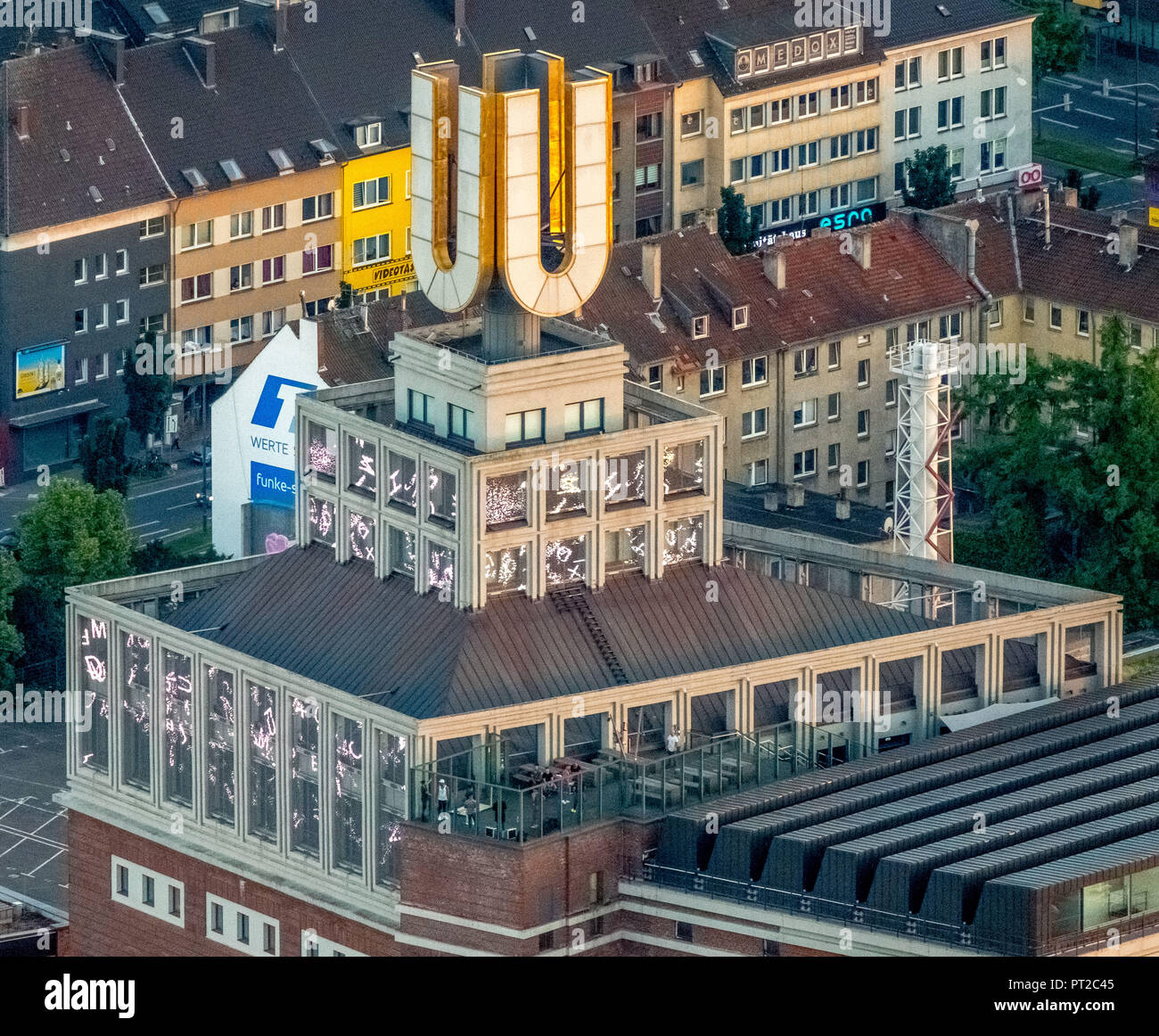 Dortmunder U, punto di riferimento di Dortmund, ex birrificio Union, location location, discoteca, Dortmund, la zona della Ruhr, Renania settentrionale-Vestfalia, Germania, Europa Foto Stock