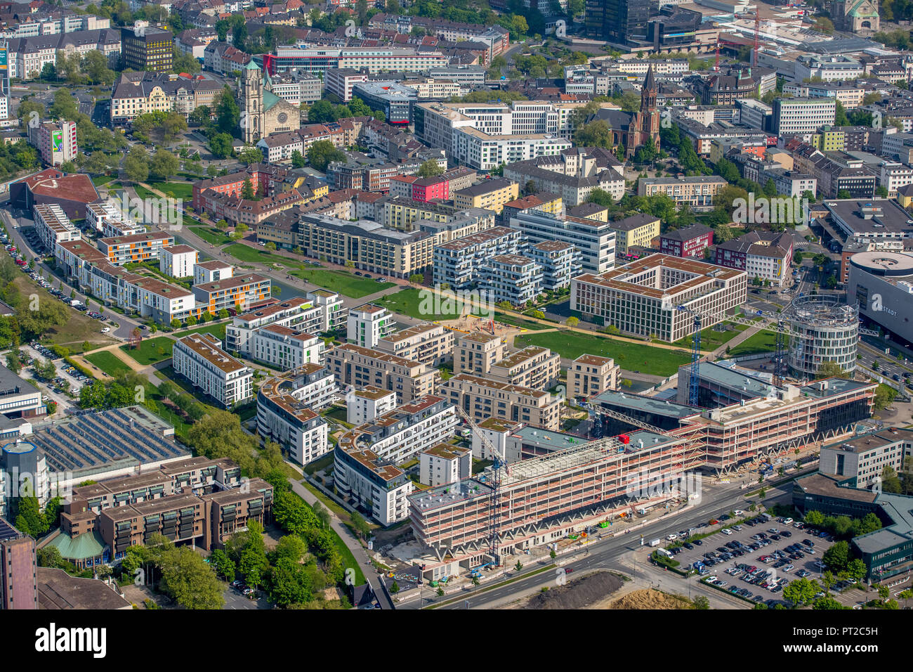 Funke Medien Campus, Nuova WAZ sede a Berliner Platz, Essen, la zona della Ruhr, Renania settentrionale-Vestfalia, Germania, Europa Foto Stock