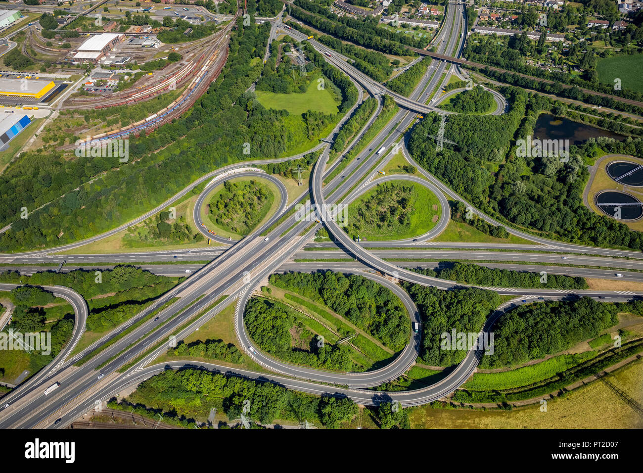 Springorumknoten, giunzione autostradale Springorum, spaghetti junction, autostrada, Autostrade, B236, Brackeler Hellweg, Dortmund, la zona della Ruhr, Nord Reno-Westfalia, Germania Foto Stock