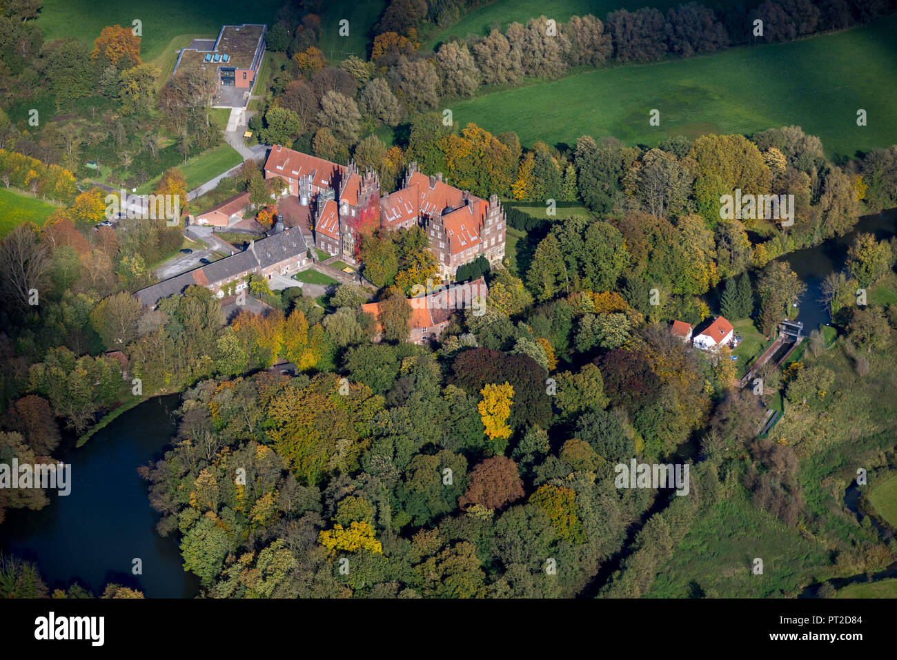 Castello Heessen, Boarding School, Heessen, Hamm, la zona della Ruhr, Nord Reno-Westfalia, Germania Foto Stock