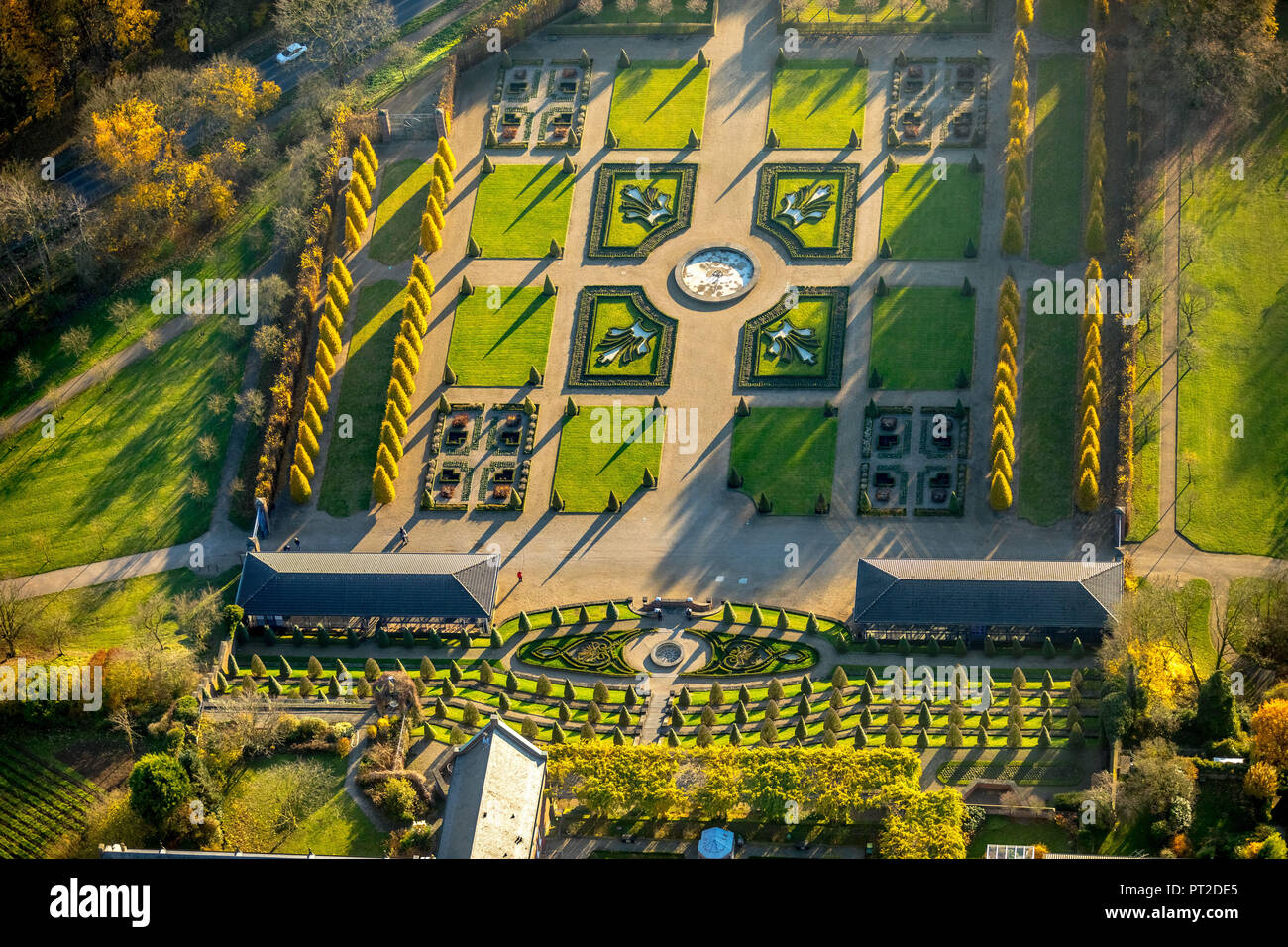 Il Kamp Abbey con giardini, giardino barocco giardino terrazzato, abbazia giardino, Kamp-Lintfort, la zona della Ruhr, Basso Reno, Nord Reno-Westfalia, Germania Foto Stock