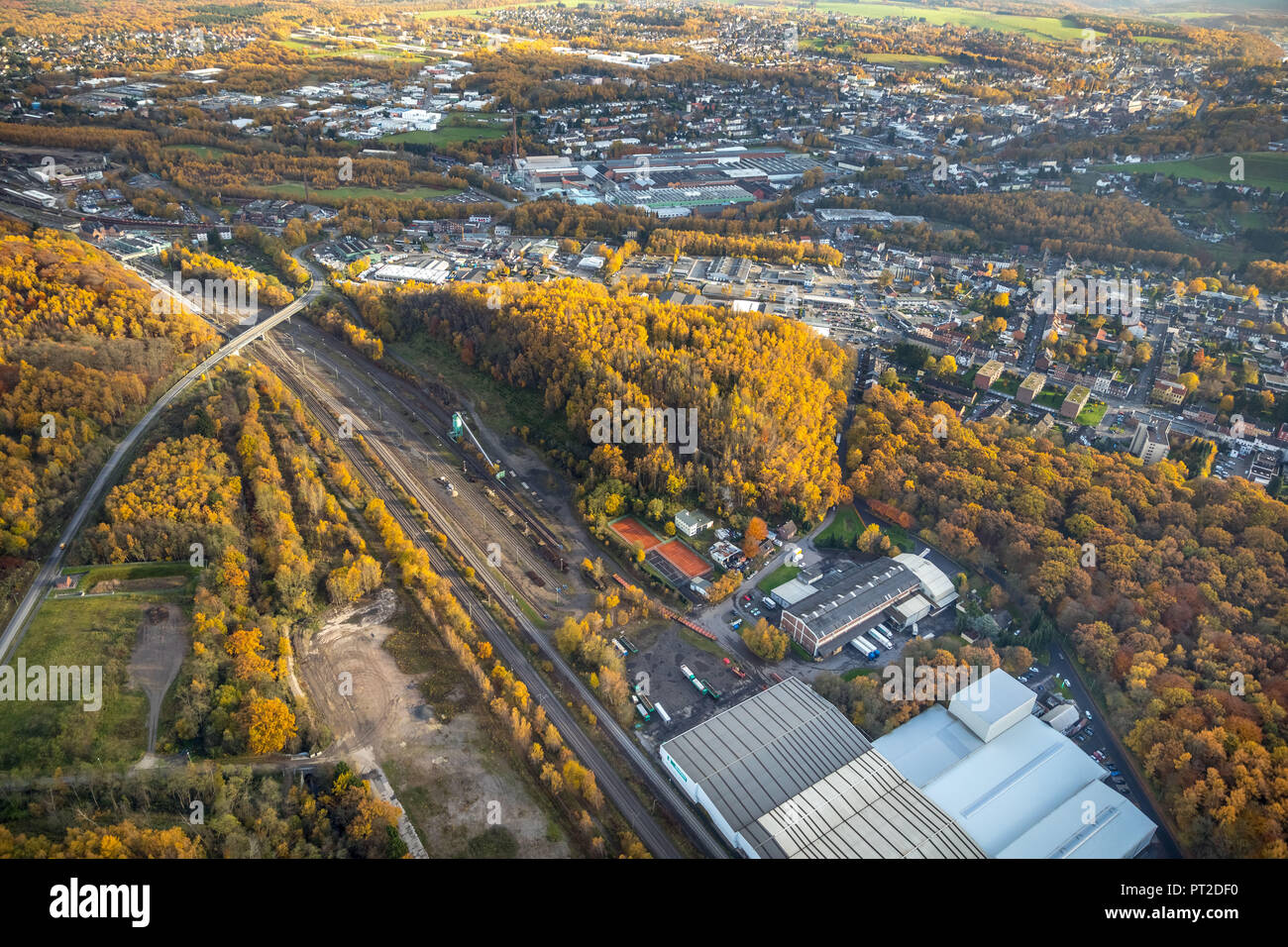 Rhenania punta, Stolberg, la rielaborazione di un bottino di punta, trattamento di AAV, fabbrica chimica Rhenania AG ex soda e acido solforico in fabbrica, sito contaminato, inquinamento ambientale, Stolberg, Renania, Renania settentrionale-Vestfalia, Germania, Foto Stock