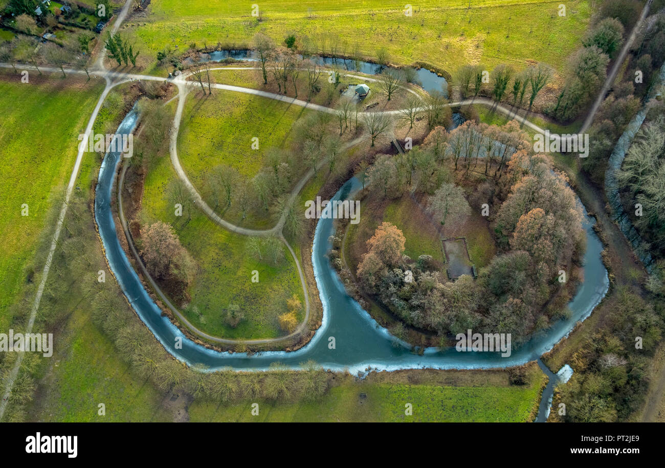 Castle Hill Mark in inverno, fortificazione medievale, Hamm, la zona della Ruhr, Nord Reno-Westfalia, Germania Foto Stock