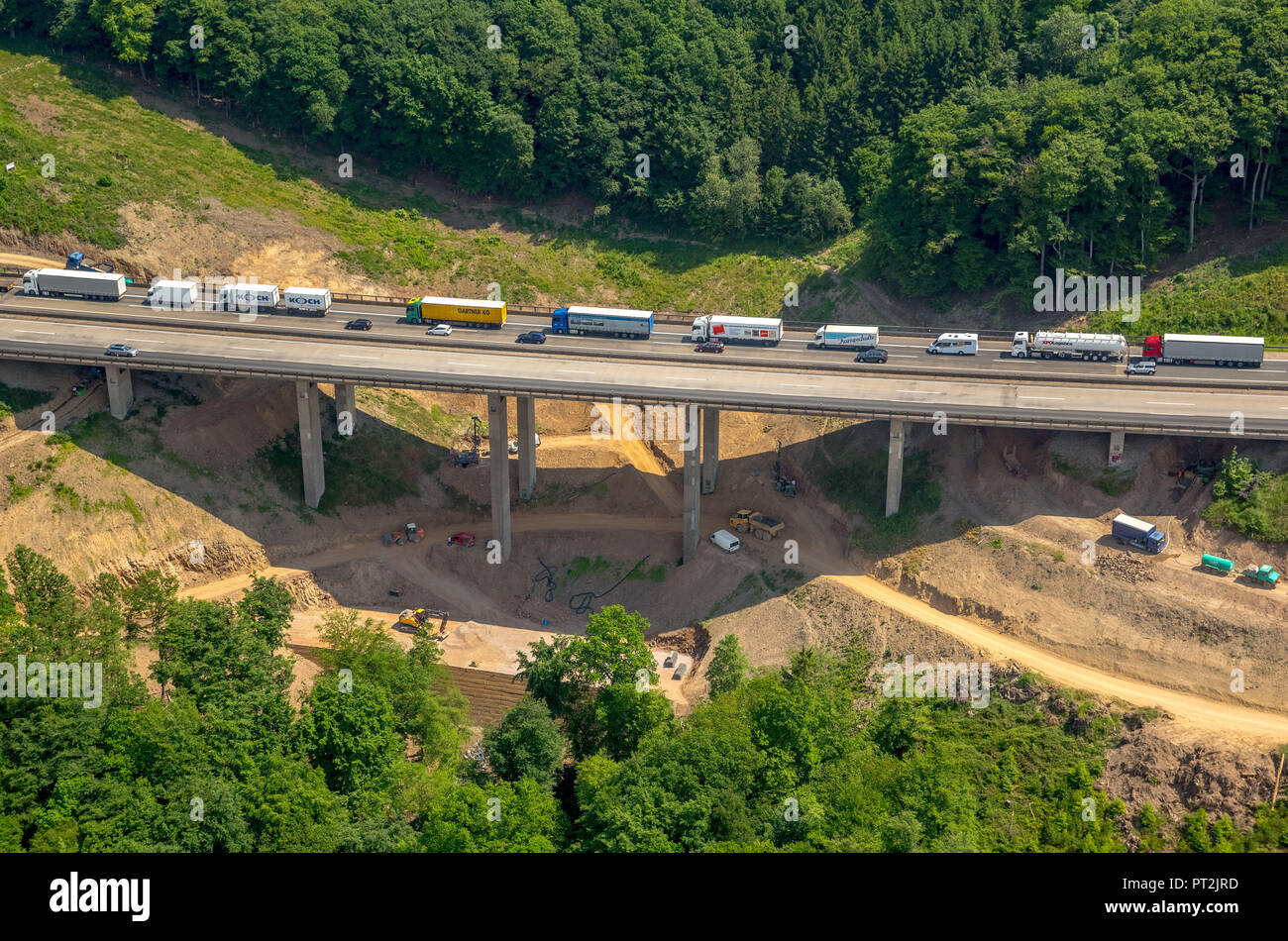 Ponte Kattenohl A45, nuova costruzione ponte autostradale Sauerlandlinie, Hagen, zona della Ruhr, Nord Reno-Westfalia, Germania Foto Stock