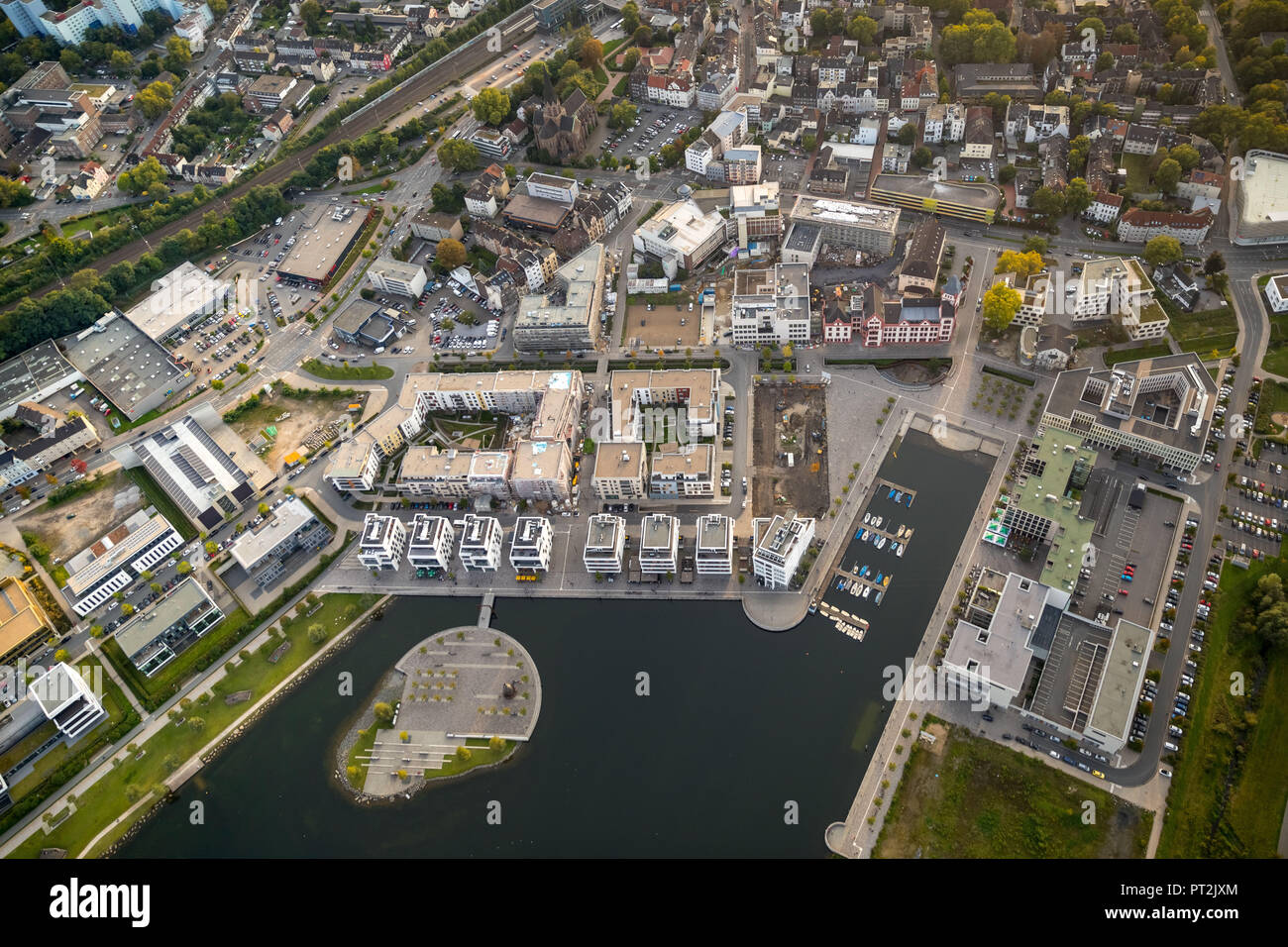 Lo sviluppo al Phoenixsee Dortmund, edifici commerciali, case unifamiliari, ex acciaierie su Phoenix-Ost, Dortmund, la zona della Ruhr, Nord Reno-Westfalia, Germania Foto Stock