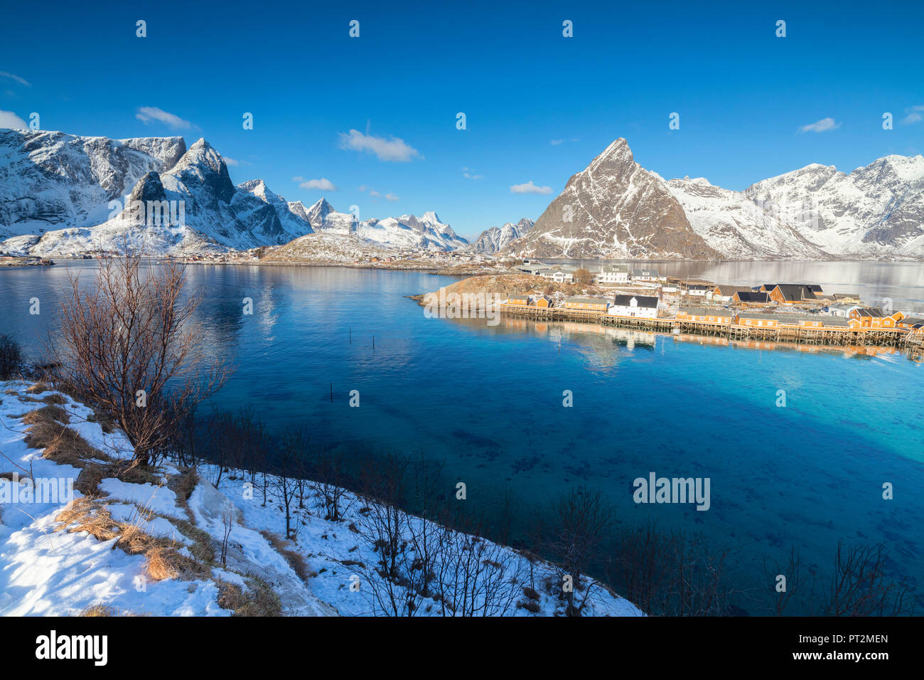 Villaggio di Sakrisoy nei, Isole Lofoten in Norvegia Foto Stock