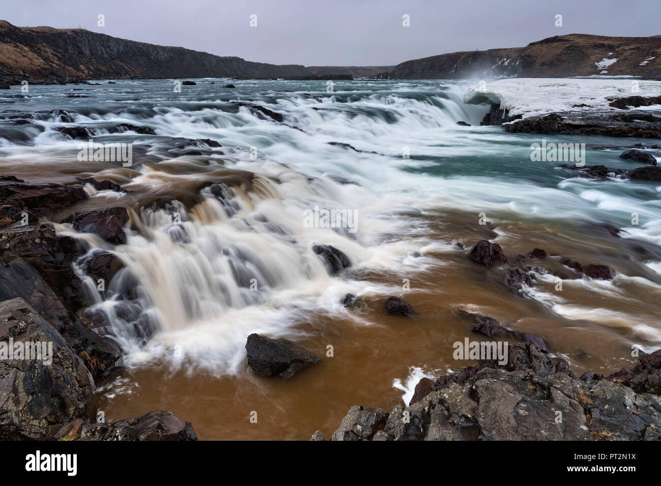 La potenza delle cascate islandese, Urridafoss, Sudurland, Sud Islanda, Europa Foto Stock