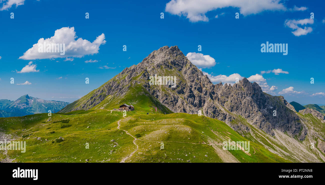 In Germania, in Baviera, Allgaeu, Allgaeu Alpi, Fiderepass hut e Hammerspitze Foto Stock