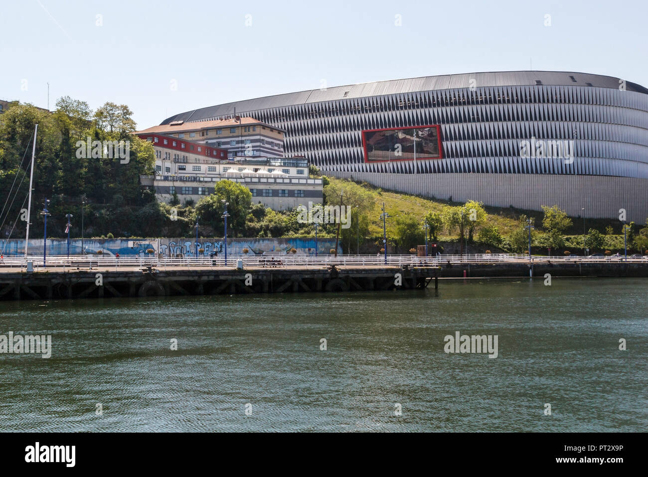 Estadio de San Mamés, lo stadio di calcio di Bilbao, Paesi Baschi, Spagna, Europa Foto Stock