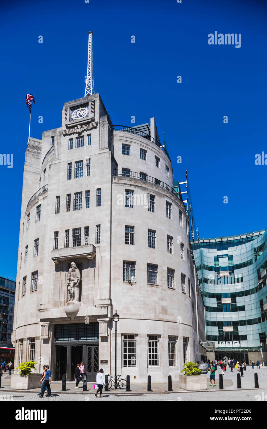 Inghilterra, Londra, Portland Place, la BBC Broadcasting House Foto Stock